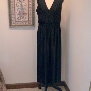 Romeo and Juliet Couture pleated black jumpsuit. Size L. Silky with wide legs
